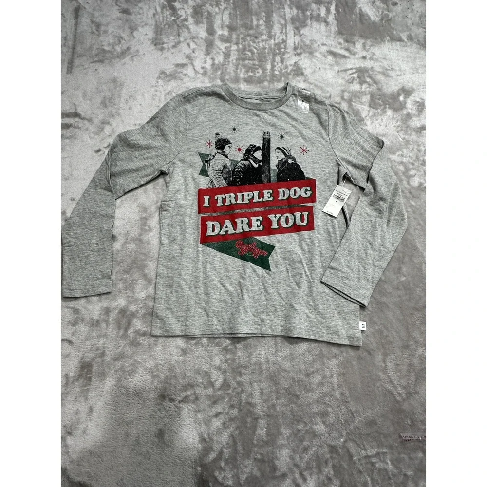 Gap Kids‎ Warner Brothers Shirt Size Medium Gray Long Sleeve Christmas Story NWT